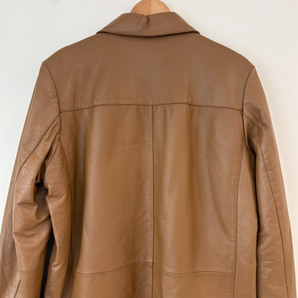 Men's Tan Leather Zip-Front Jacket - Picture 8 of 14